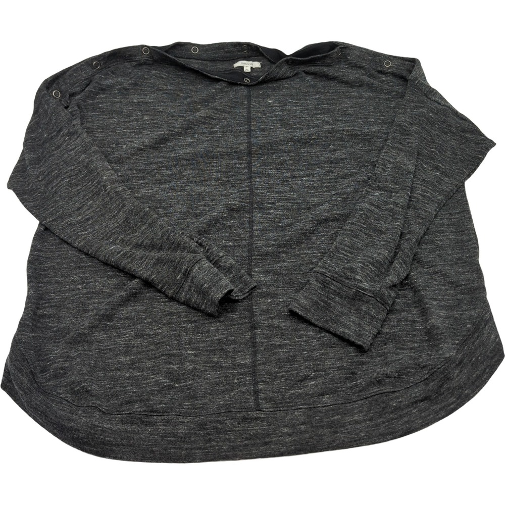 Maurices Gray Heather Snap Neck Long Sleeve Top XL Charcoal Relaxed Fit Pullover